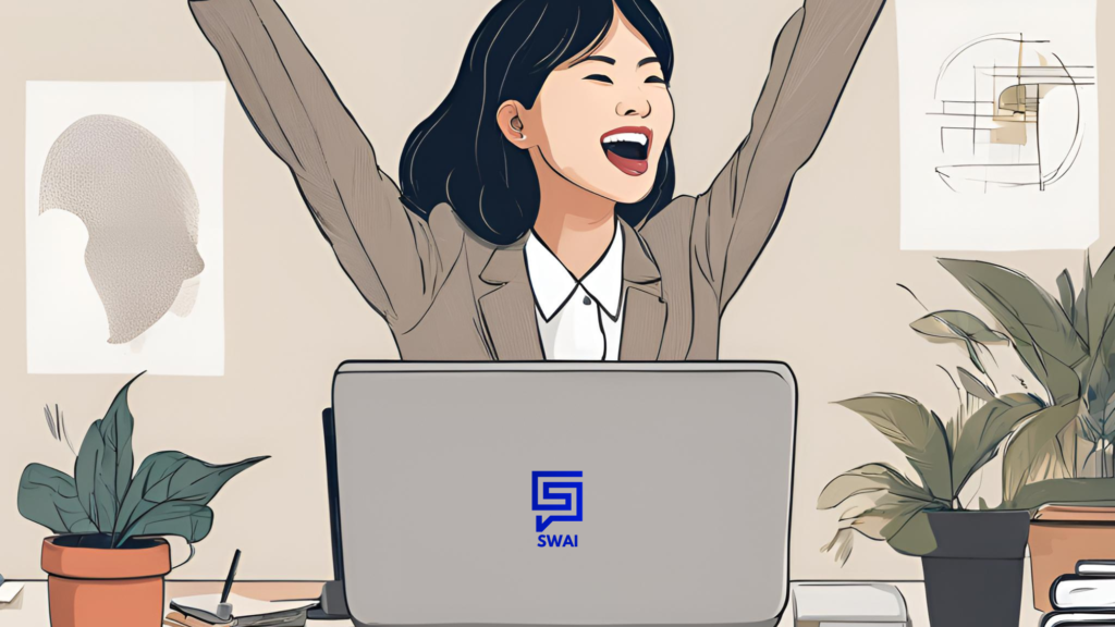 marketer happy with launching a successful marketing strategy suggested by swai.ai